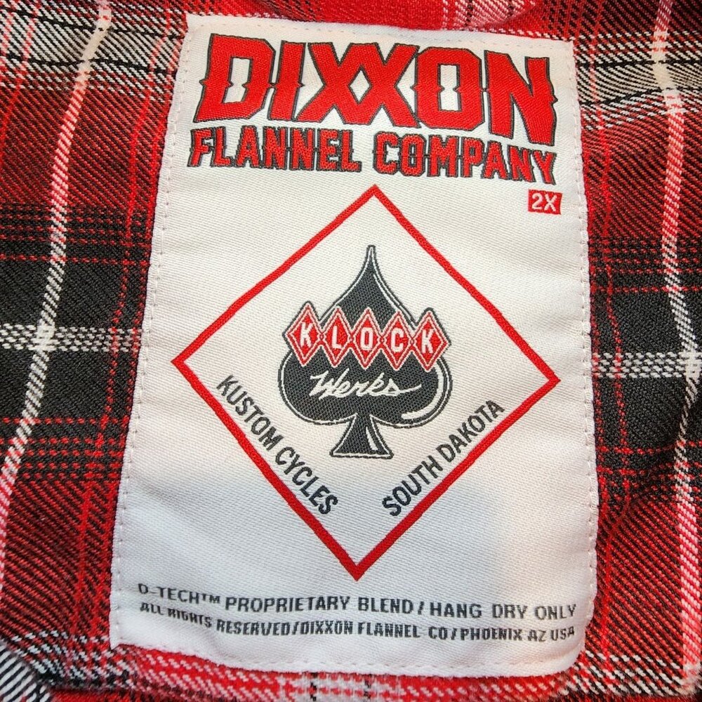 Dixxon Flannel Company x Kustom Klover Cycles Red Black Plaid Flannel Shirt 2X - Picture 3 of 12
